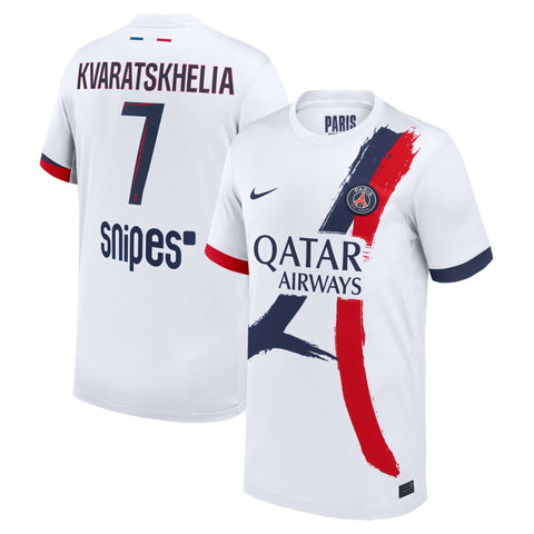 Khvicha Kvaratskhelia Paris Saint-Germain Nike Youth 2024/25 Away  Player Jersey - White