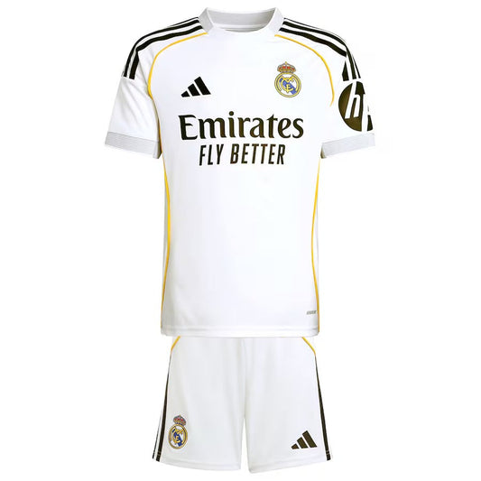 Real Madrid adidas Home Youthkit 2025-26 with Mbappé 10 printing