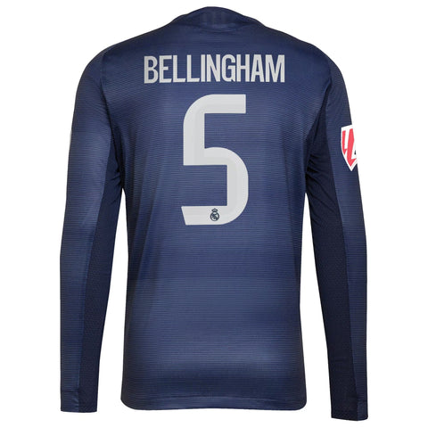 Jude Bellingham Real Madrid adidas 2025/26 Away Long Sleeve Player Jersey - Blue