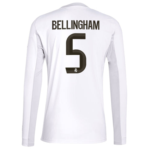 Real Madrid adidas Home Shirt 2025-26 - Long Sleeve with Bellingham 5 printing