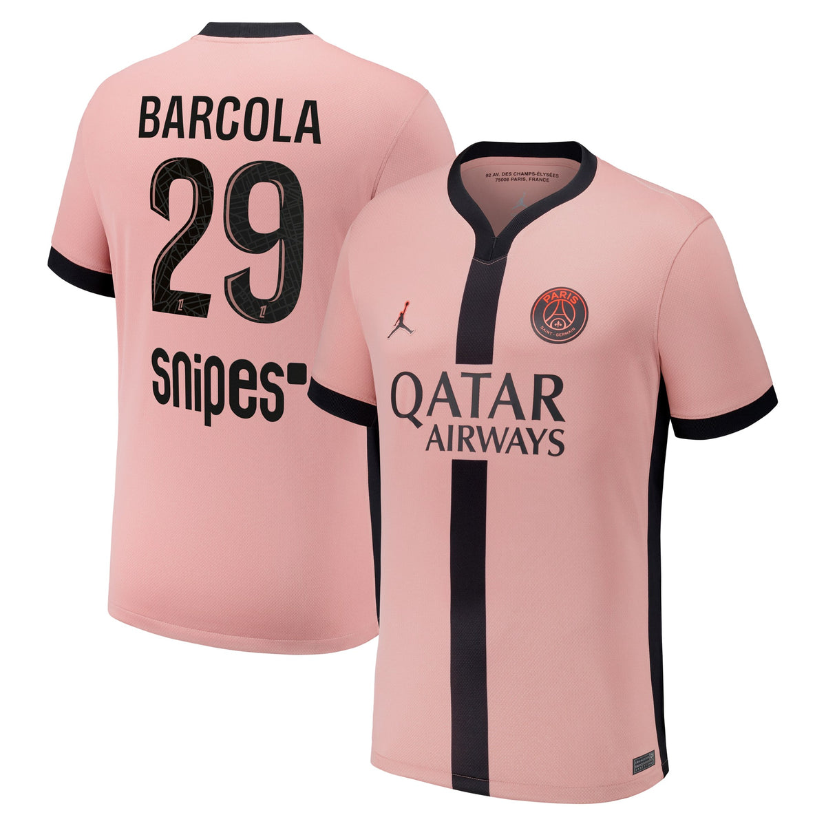PSG Jordan Third Stadium Shirt 2024-25  Barcola 29 printing