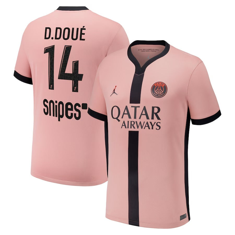 PSG Jordan Third Stadium Shirt Kids with D.Doué 14 printing