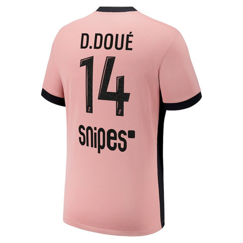 PSG Jordan Third Stadium Shirt Kids with D.Doué 14 printing